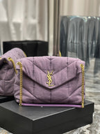 Saint Laurent Puffer Small Chain Bag In Denim 35cm