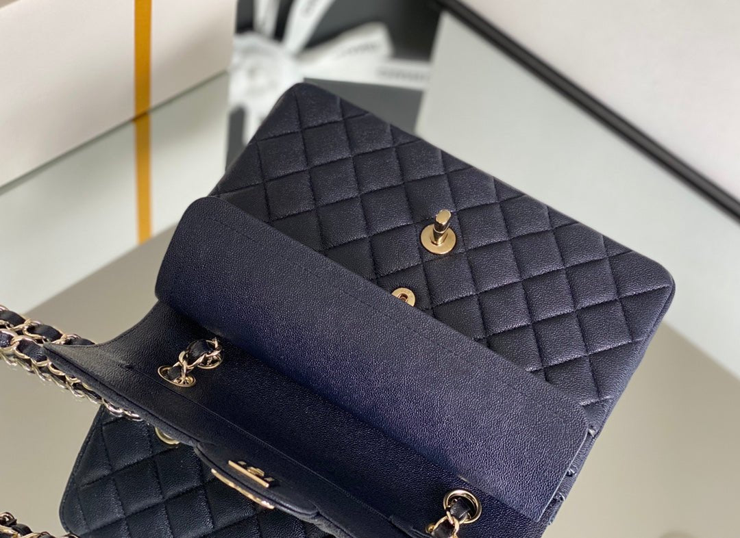 Chanel Classic Flapbag Gold Hardware 26cm Dark Blue