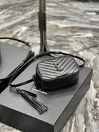 Saint Laurent Lou Belt Bag In Matelasse Black Metal Hardware 15cm