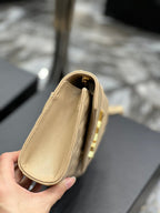 Saint Laurent Small Bag In Mix Matelasse 21cm Beige