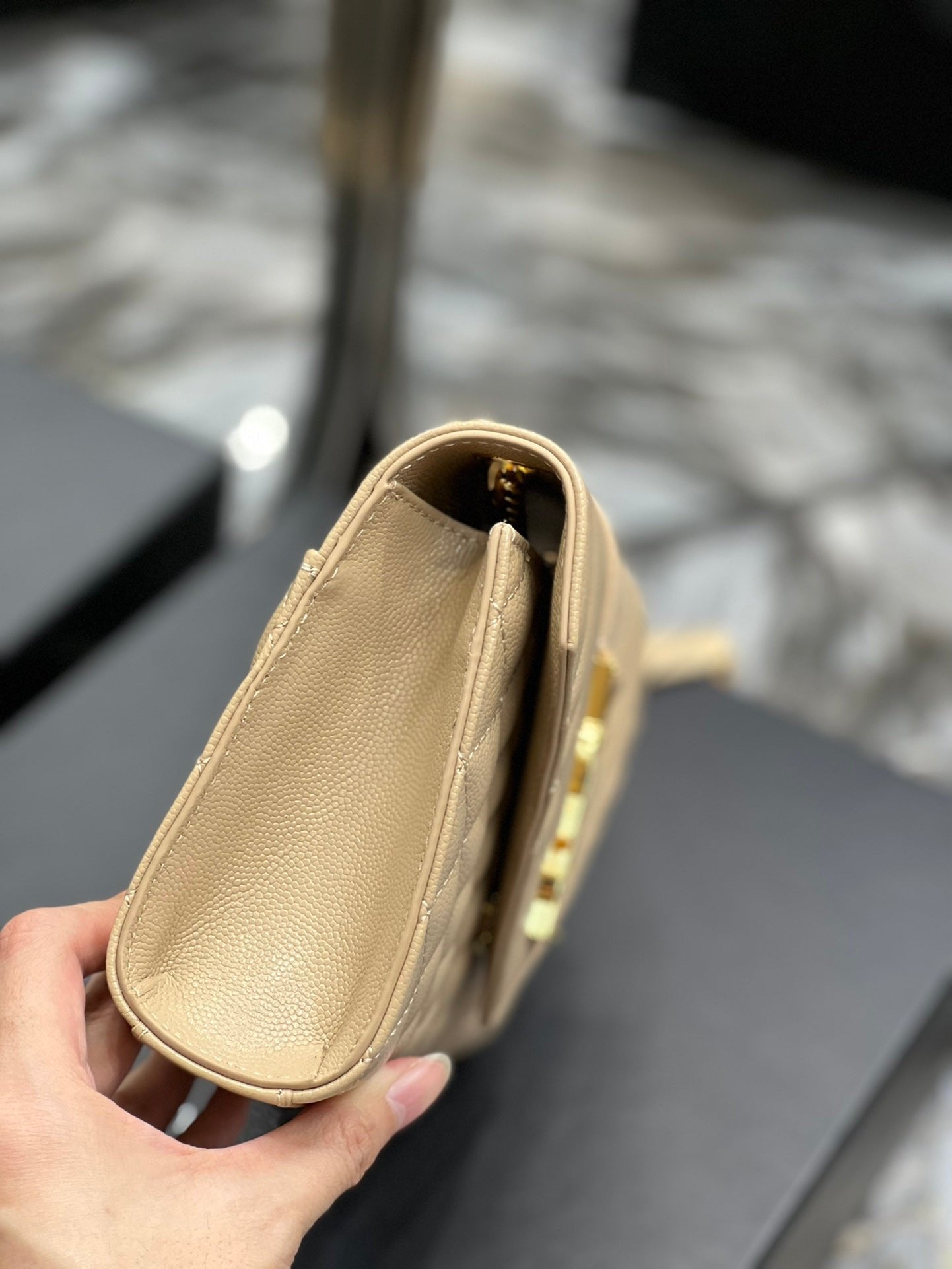Saint Laurent Small Bag In Mix Matelasse 21cm Beige