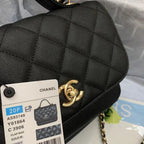 Chanel Flap Bag Top Handle With Chain 19cm Black