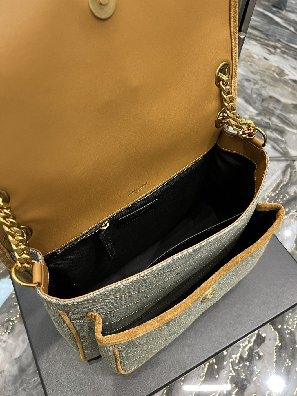 Saint Laurent Niki Medium Chain Bag In Canvas For Women 28cm YSL