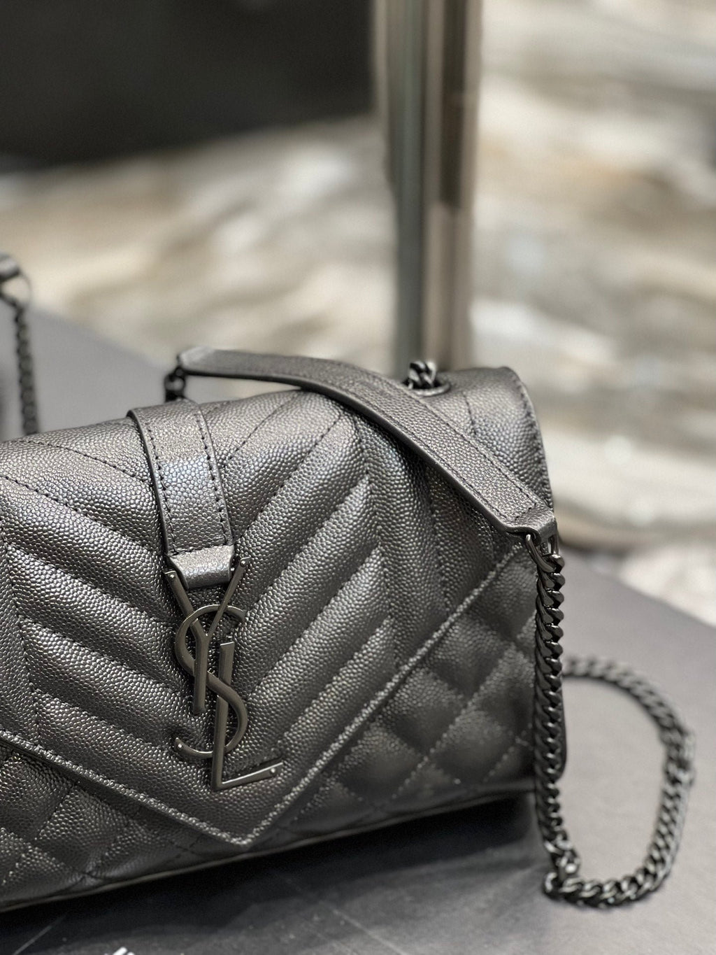 Saint Laurent Small Bag In Mix Matelasse 21cm Black
