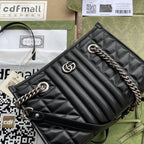 Gucci GG Marmont Small Tote Bag Black Matelasses For Women 10.4in/26.5cm