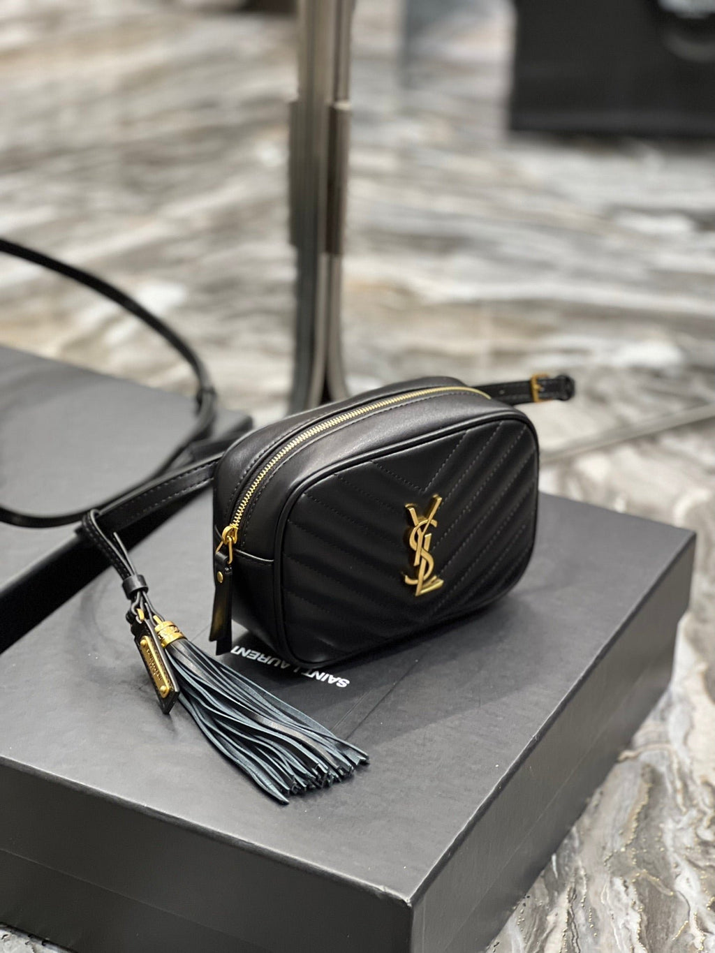 Saint Laurent Lou Belt Bag In Matelasse Gold Hardware 15cm