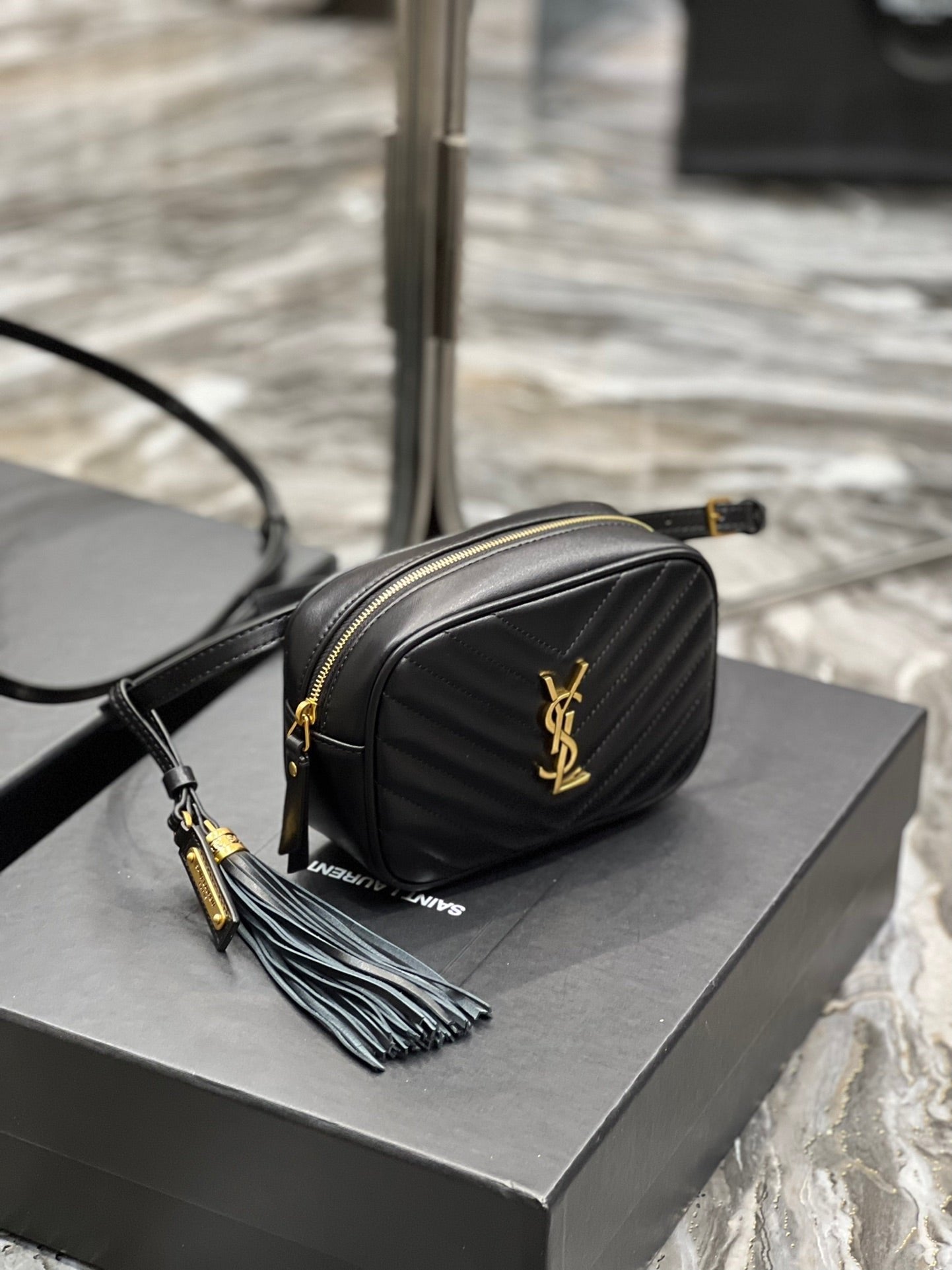 Saint Laurent Lou Belt Bag In Matelasse Gold Hardware 15cm