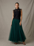 Elegant black lace top with intricate crochet detailing