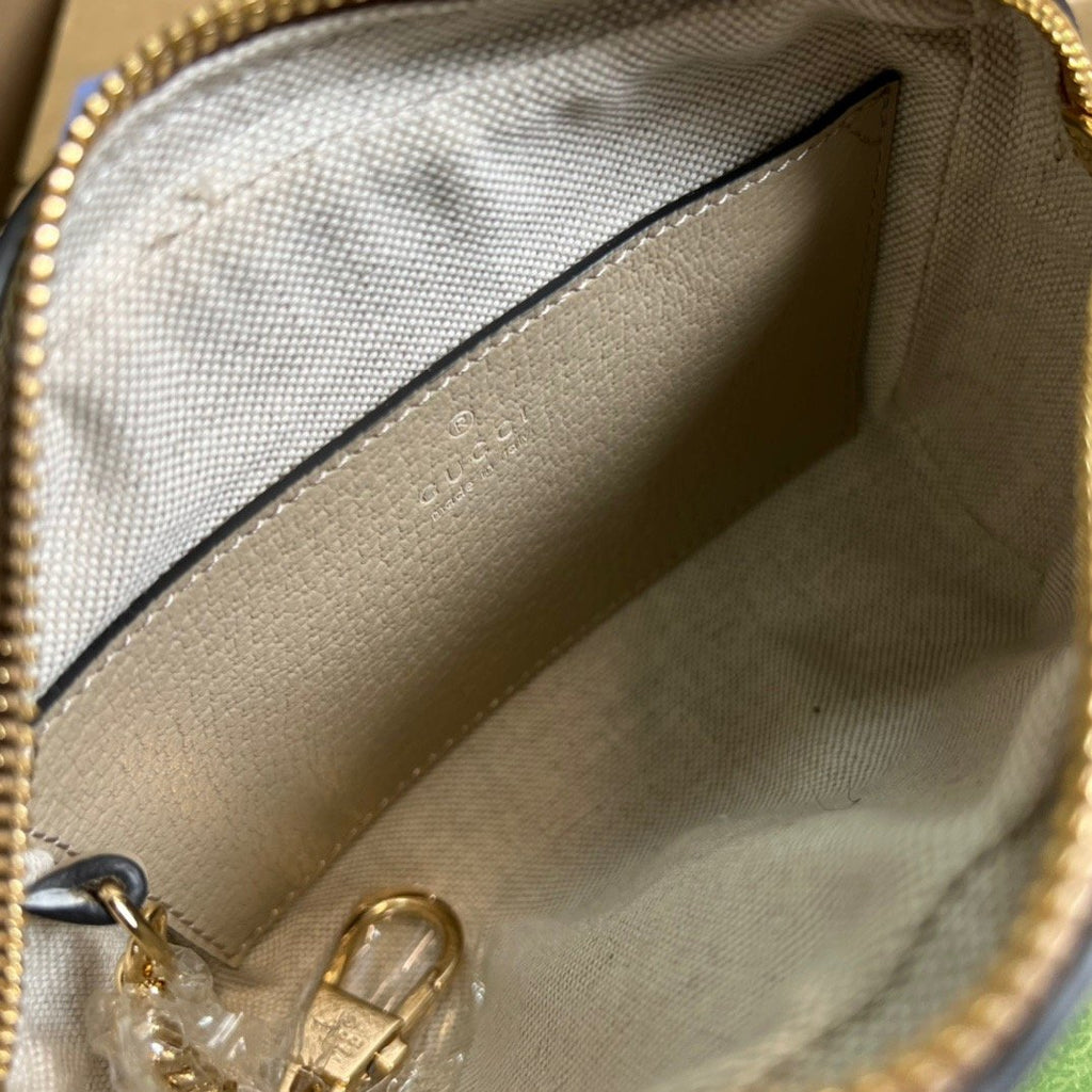 Gucci Ophidia Mini GG Bag Beige And Ebony GG Supreme Canvas, With Beige For Women 7in/17.5cm