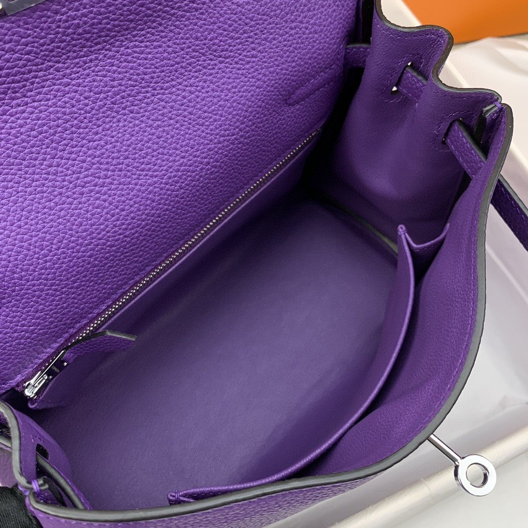 Hermes Kelly 25 Retourne Togo Purple Bag For Women, Women’s Handbags, Shoulder Bags 10in/25cm