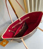 Louis Vuitton Neverfull MM Bag 32cm Damier Azur Canvas Fall/Winter Collection N41361, Red