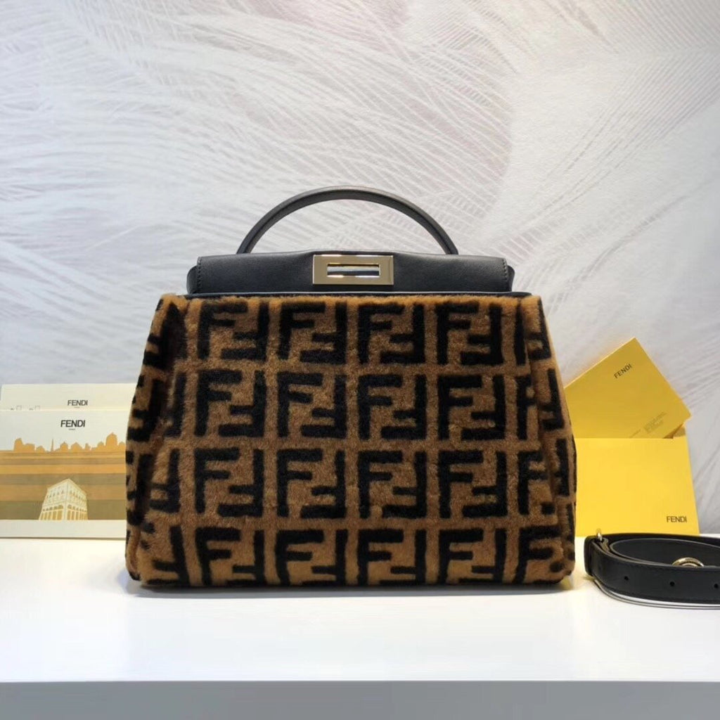 Fendi Peekaboo Handle Bag 38cm Brown