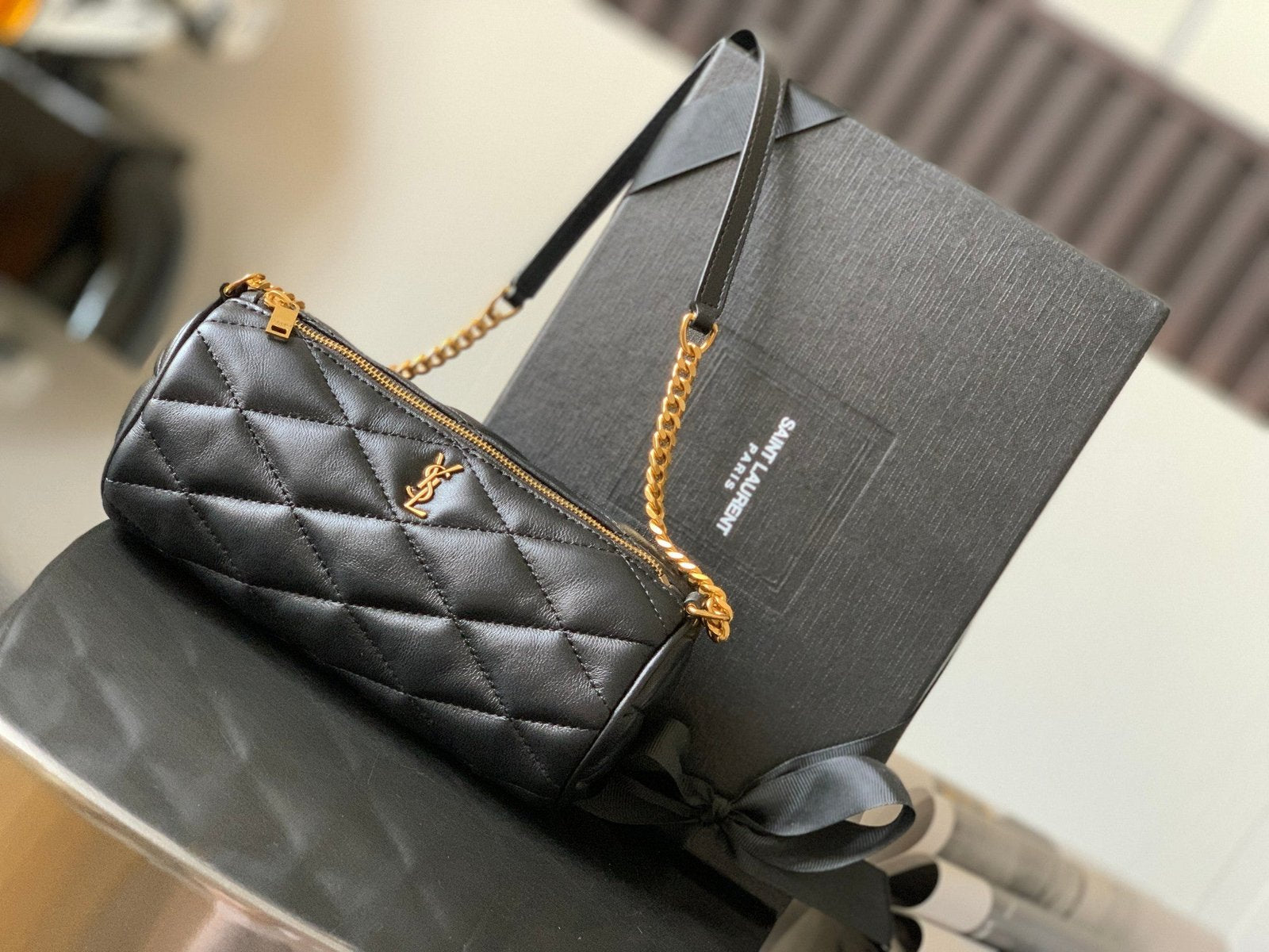 Saint Laurent Sade Mini Tube Bag For Women 20cm Black YSL 699703AAAJU1000