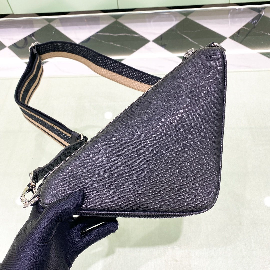 Prada Saffiano Triangle Bag Black For Women, Women’s Bags 11in/28cm