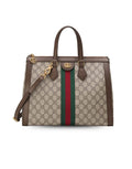 Gucci Ophidia GG Medium Tote Bag Beige/Ebony GG Supreme Canvas With Brown For Women 13in/33cm