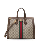 Gucci Ophidia GG Medium Tote Bag Beige/Ebony GG Supreme Canvas With Brown For Women 13in/33cm
