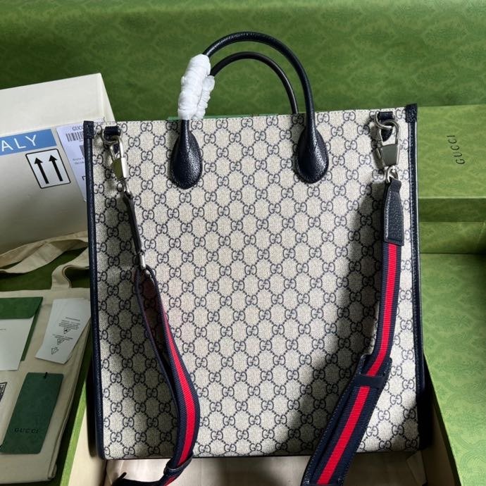 Gucci Tote Bag With Interlocking G Beige And Blue For Women 15in/38.5cm