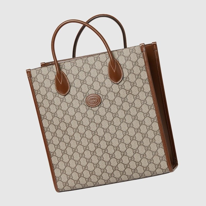 Gucci Tote Bag With Interlocking G Brown For Women 723308 92THG 8563 11.8in/30cm