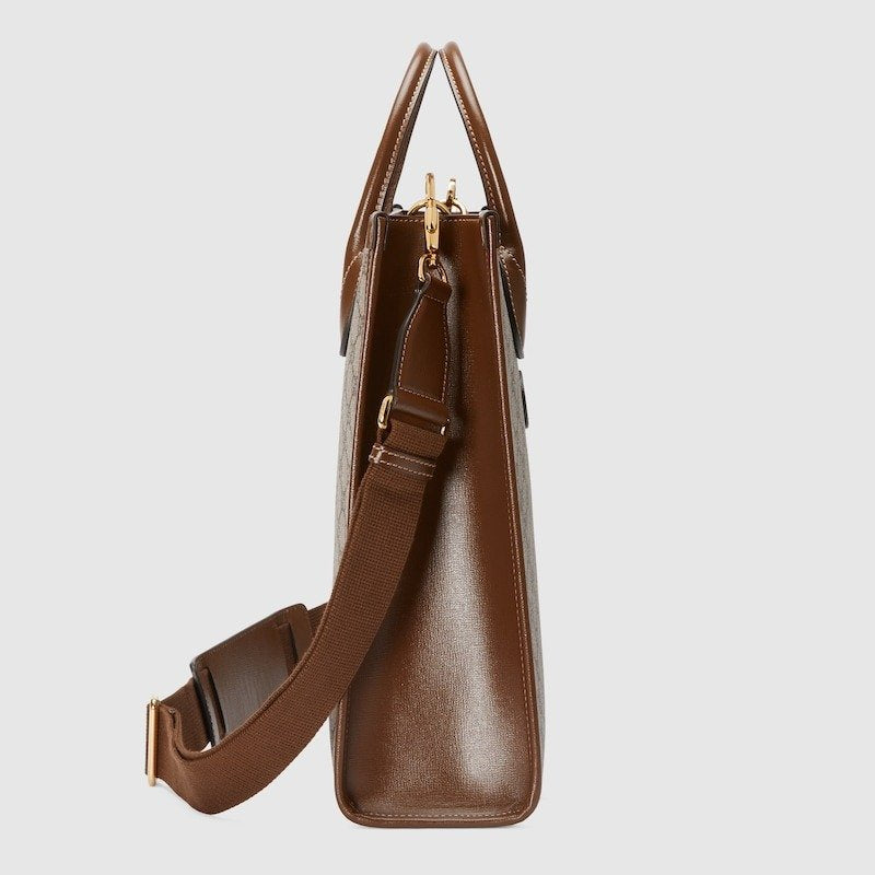 Gucci Tote Bag With Interlocking G Brown For Women 723308 92THG 8563 11.8in/30cm