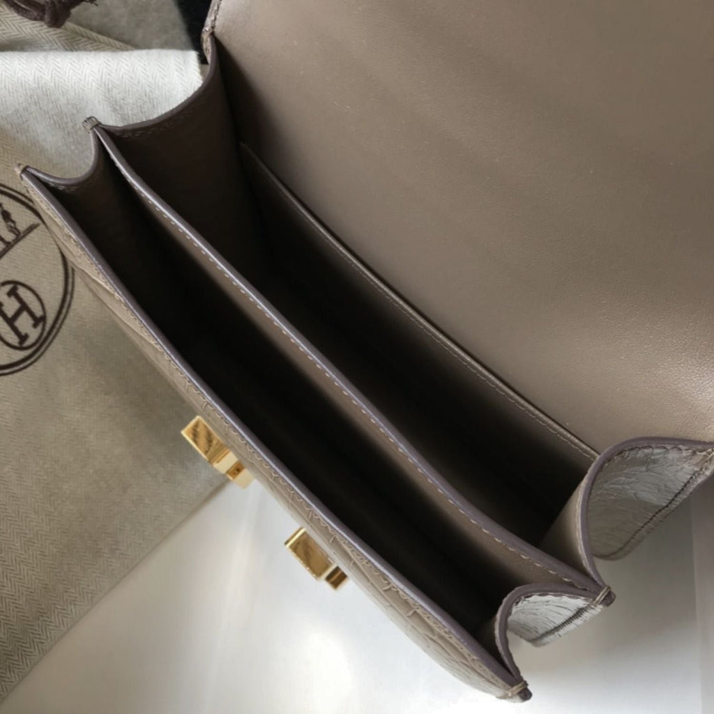 Hermes Mini Constance Bag Grey For Women Gold Color Hardware 7.1in/18cm