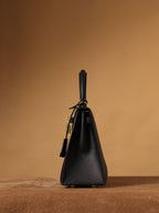Hermes Kelly Epsom Gold Tone Lock Bag Black For Women 9,8in/25cm