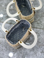 Christian Dior Blue Wicker Bucket Bag 24cm