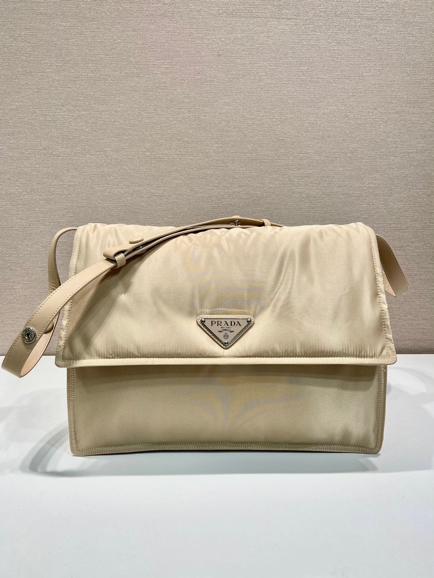 Prada Large Padded Shoulder Bag In Beige For Women 14.1in/ 36cm