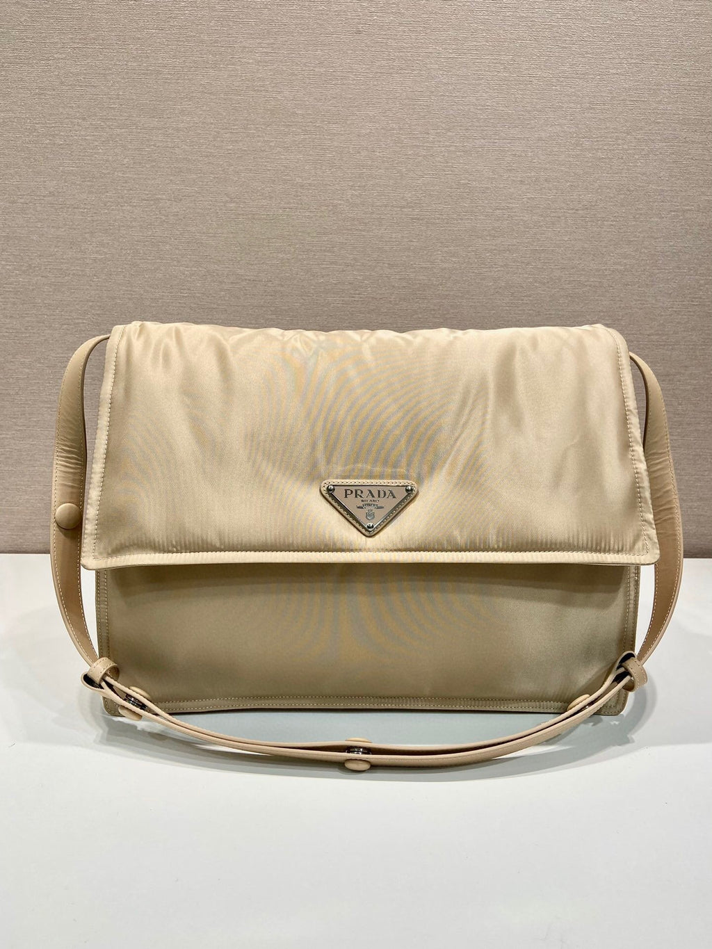 Prada Large Padded Shoulder Bag In Beige For Women 14.1in/ 36cm