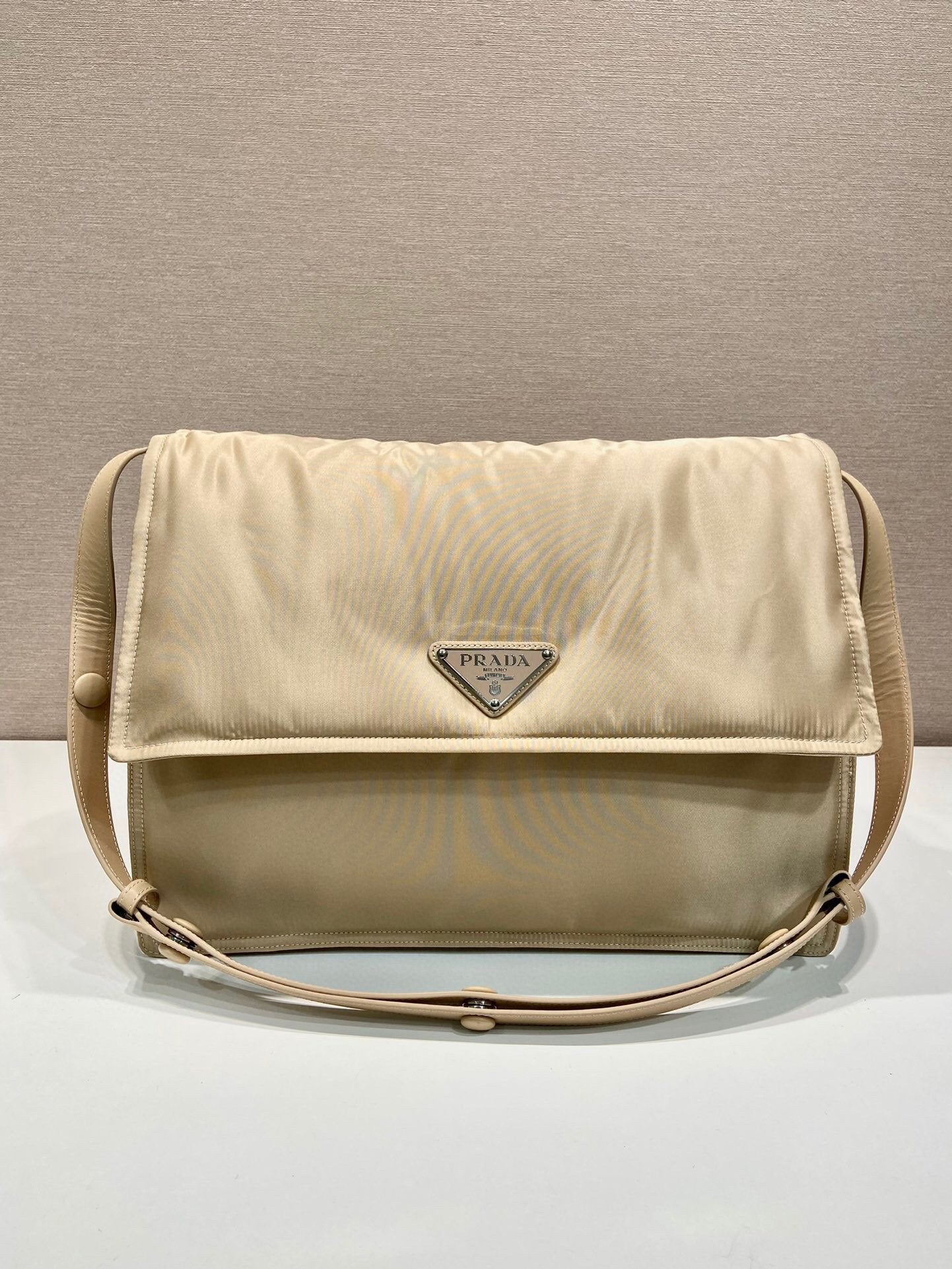 Prada Large Padded Shoulder Bag In Beige For Women 14.1in/ 36cm