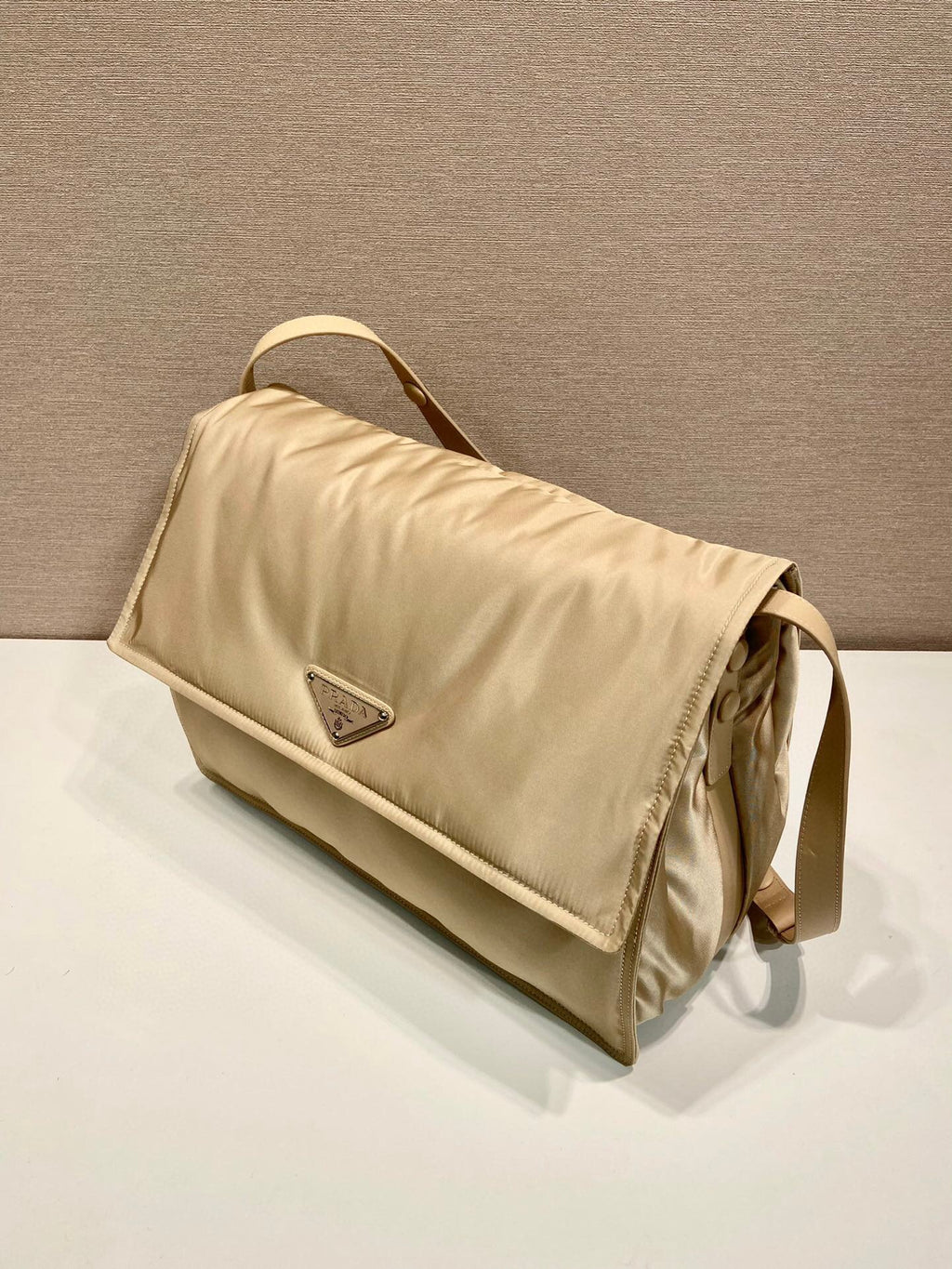 Prada Large Padded Shoulder Bag In Beige For Women 14.1in/ 36cm