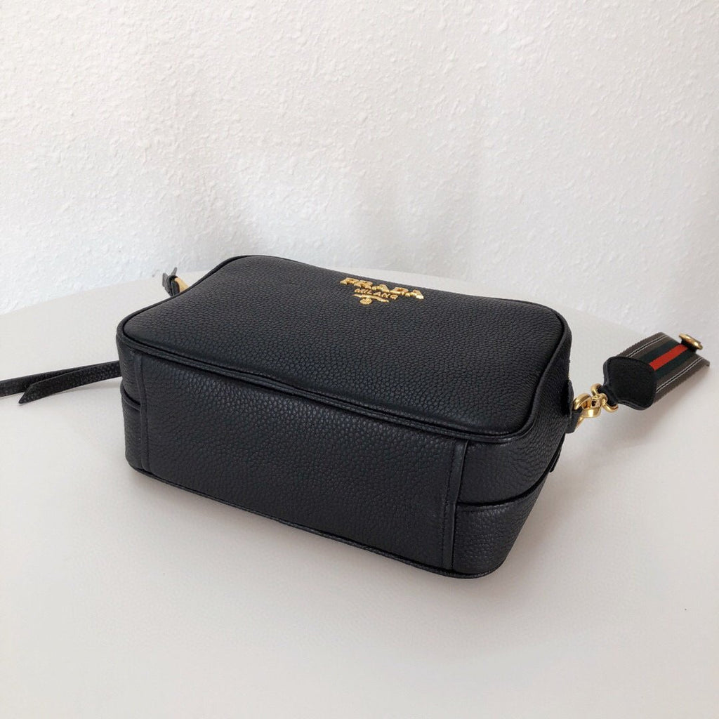 Prada Medium Camera Bag With Gold Tone Hardware In Black For Women 8.6in/ 22cm