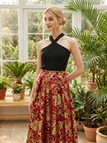 Midnight Muse Criss Cross Halter Knit Top in classic black