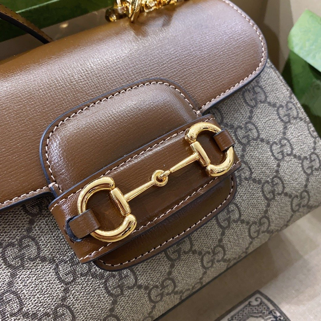 Gucci Horsebit 1955 Mini Bag Brown For Women, Women’s Bags 8.7in/22cm GG