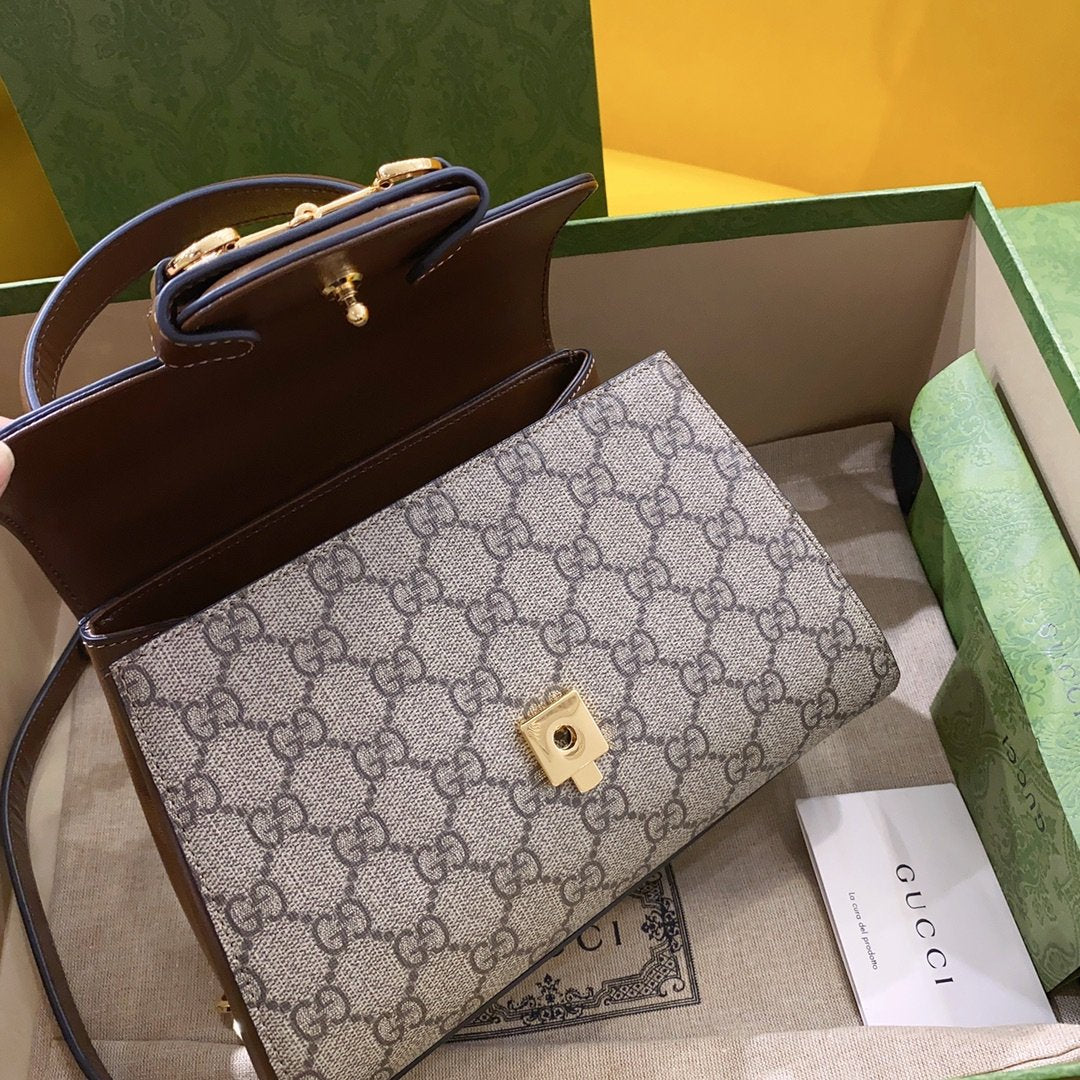 Gucci Horsebit 1955 Mini Bag Brown For Women, Women’s Bags 8.7in/22cm GG