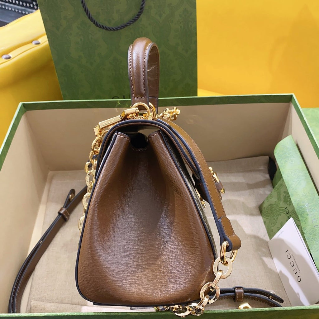 Gucci Horsebit 1955 Mini Bag Brown For Women, Women’s Bags 8.7in/22cm GG