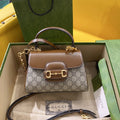 Gucci Horsebit 1955 Mini Bag Brown For Women, Women’s Bags 8.7in/22cm GG
