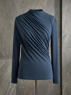Ocean Grace Ruched Long Sleeve Top in elegant teal
