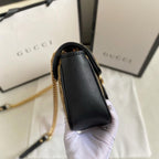 Gucci Marmont Small Shoulder Bag Beige/Ebony Diagonal Matelassé Original GG Canvas For Women 10in/26cm