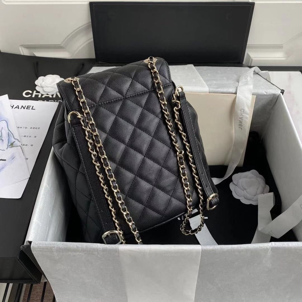 Chanel Duma Backpack 24cm Gold Hardware Caviar Leather Spring/Summer Collection Black