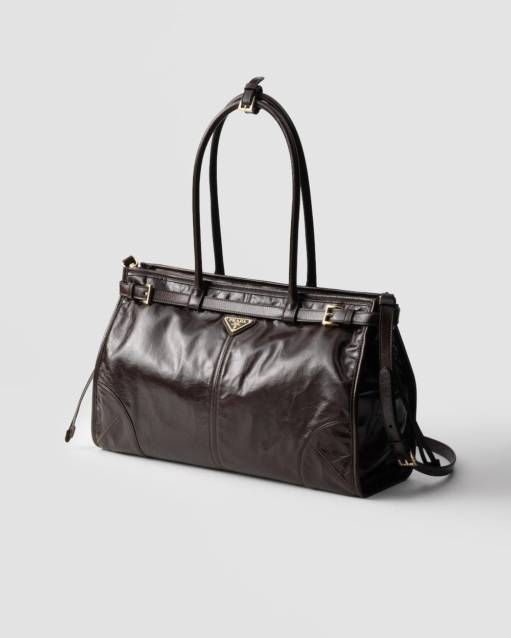 Prada Bonnie Large Handbag Bag Dark Brown 38cm/15in
