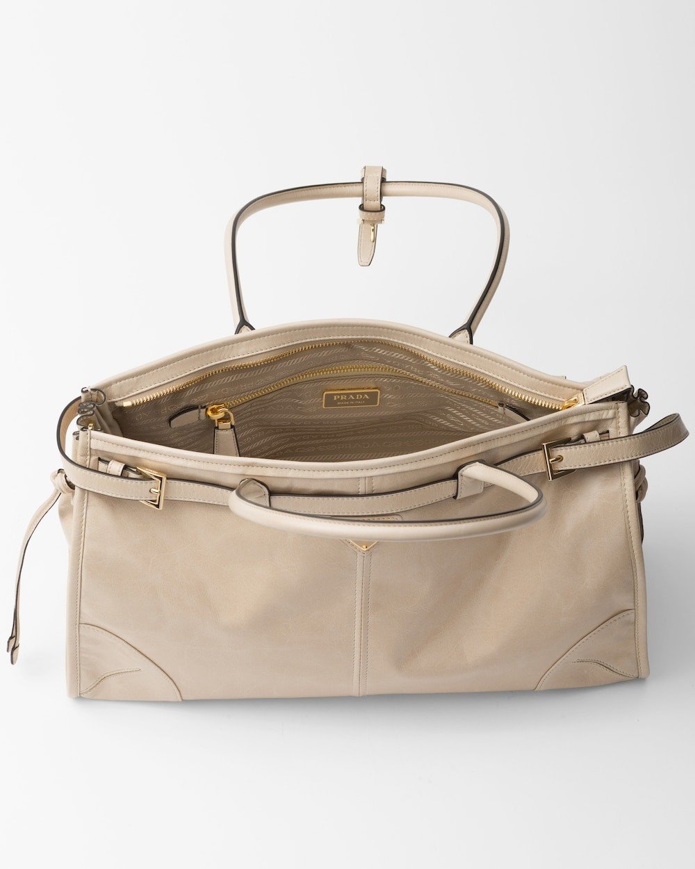 Prada Bonnie Large Handbag Bag Travertine 38cm/15in