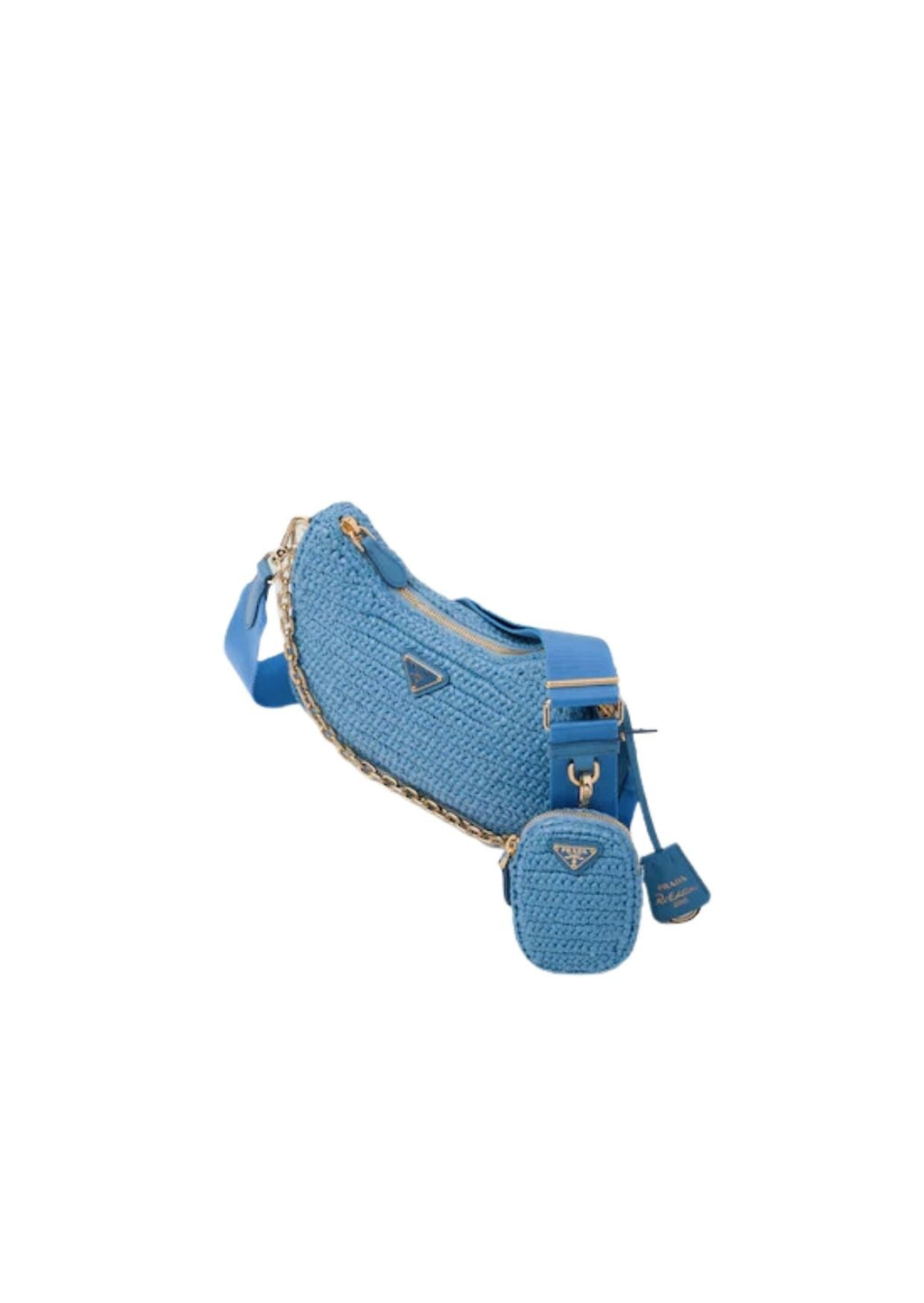 Prada Re-Edition 2005 Raffia Bag Blue For Women