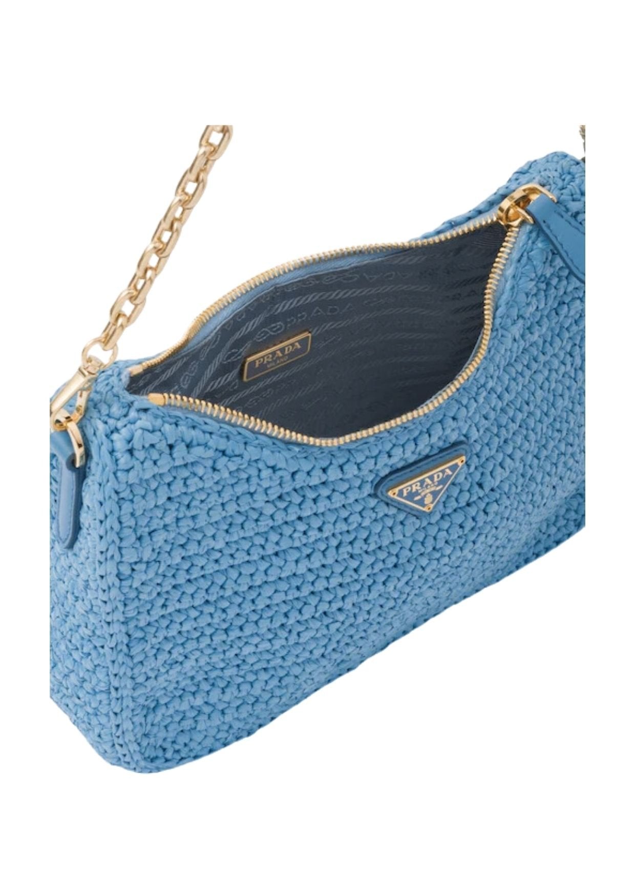 Prada Re-Edition 2005 Raffia Bag Blue For Women