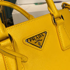 Prada Saffiano Lux Galleria In Yellow For Women 9in/ 23cm