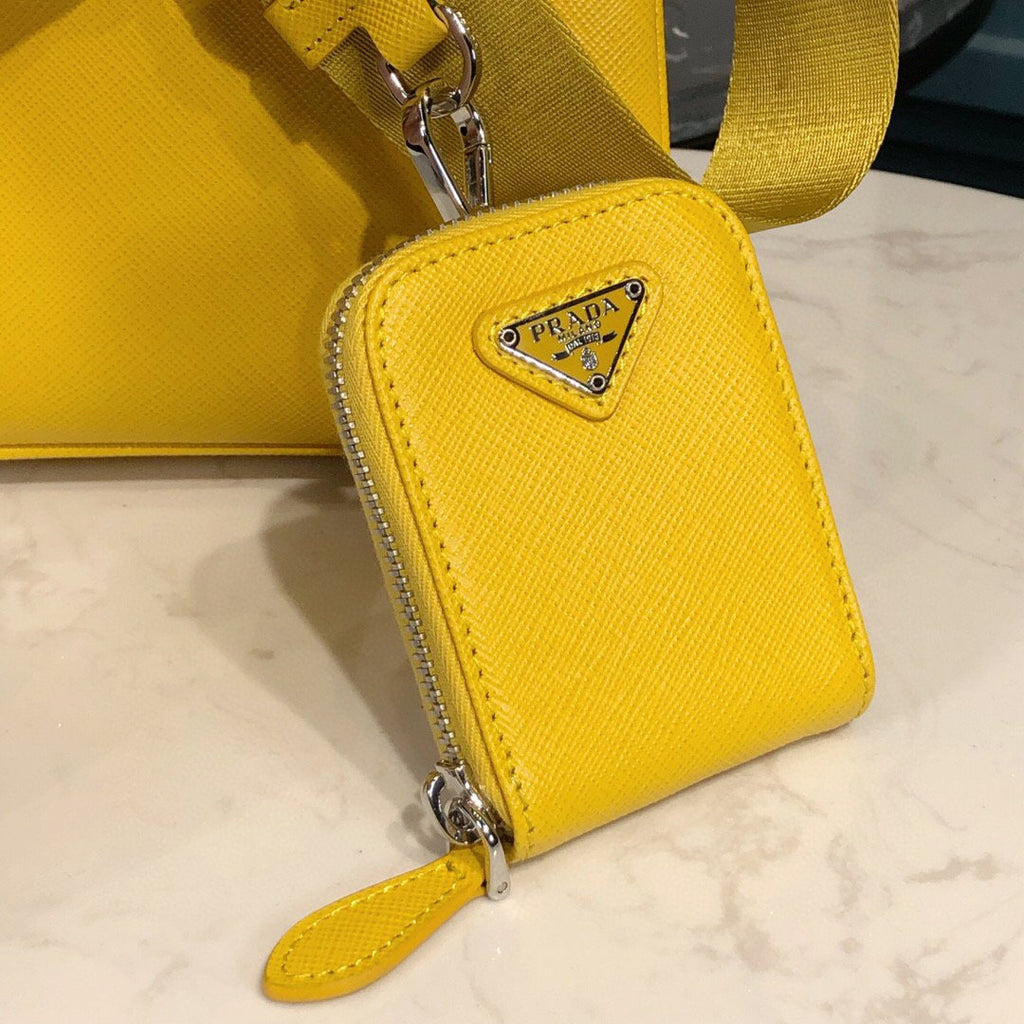 Prada Saffiano Lux Galleria In Yellow For Women 9in/ 23cm