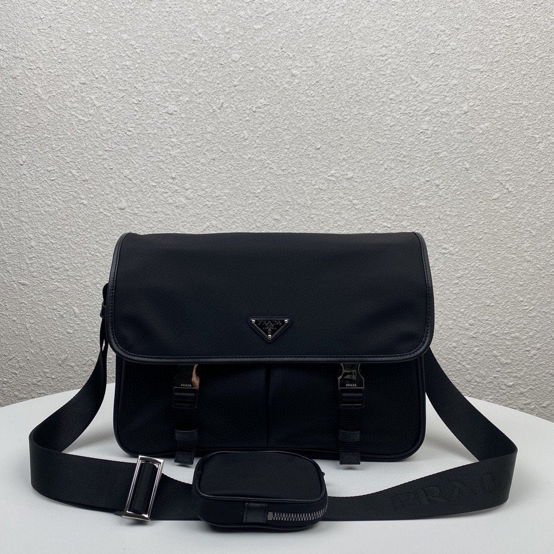 Prada Saffiano Shoulder Bag Black For Women 12.6 in / 32 cm