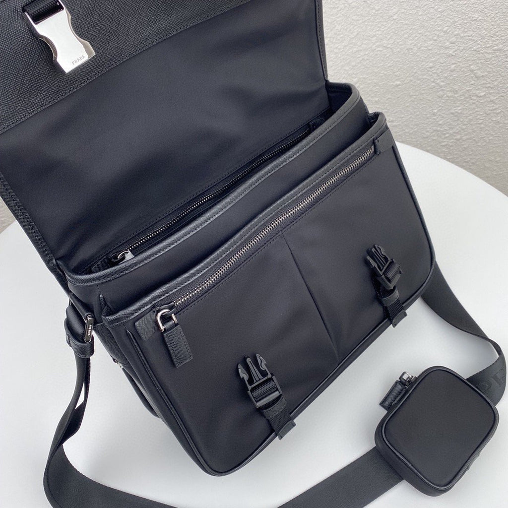 Prada Saffiano Shoulder Bag Black For Women 12.6 in / 32 cm