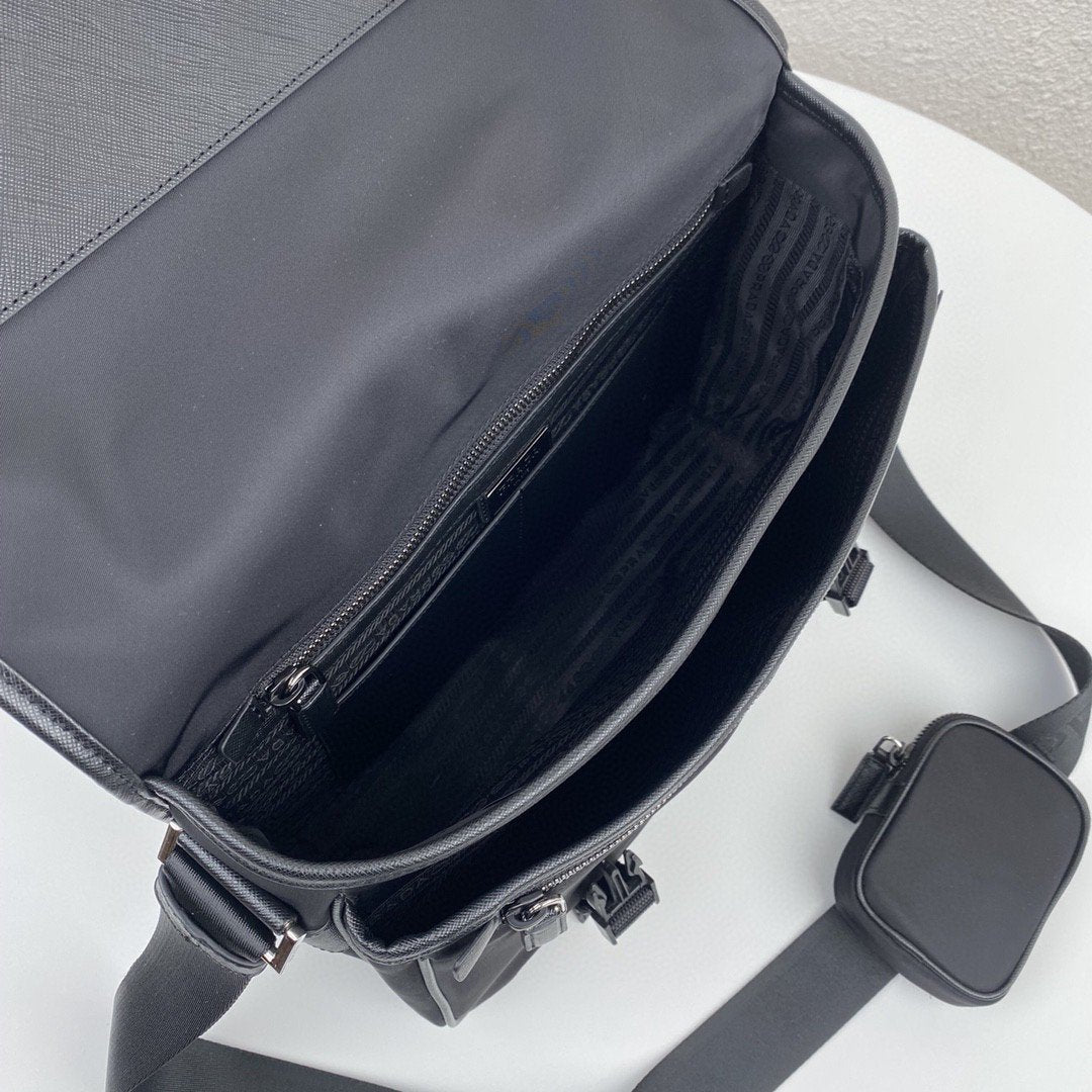 Prada Saffiano Shoulder Bag Black For Women 12.6 in / 32 cm