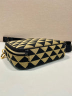 Prada Symbole Embroidered Fabric Bag In Beige For Women 8.6 in/ 22 cm