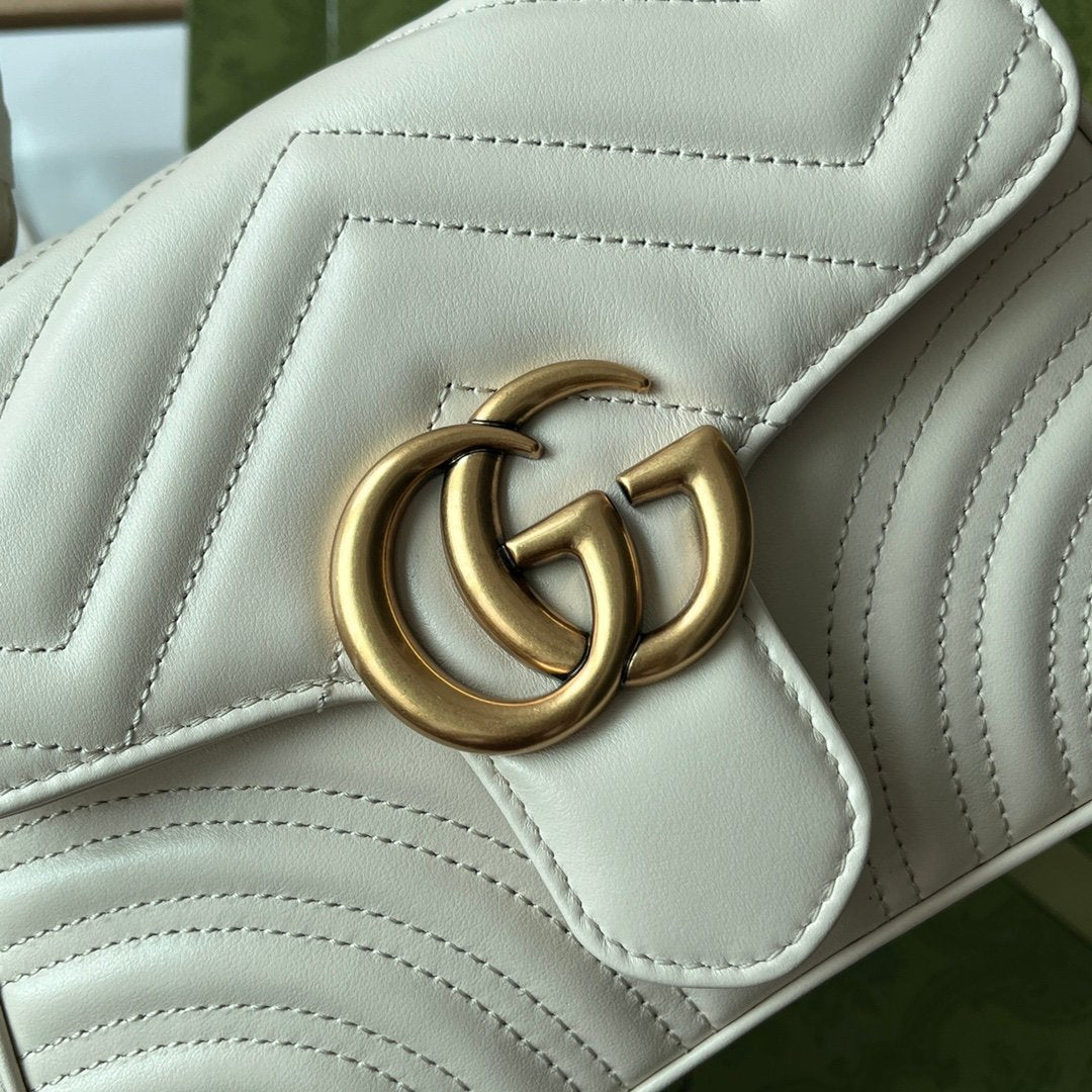 Gucci GG Marmont Mini Top Handle Bag White For Women, Women’s Bags 8.3in/21cm